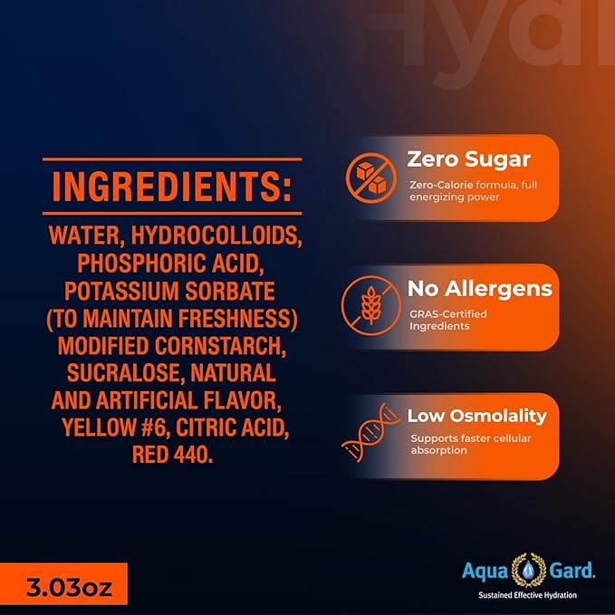 Aqua-Gard - Approved Emergency Hydration Gel for Disaster Preparedness, Survival Kits, and Emergency Water Storage - Fresh Orange Flavor (100 Pack)