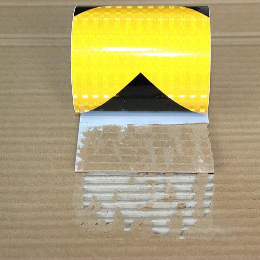 Reflective Tape Yellow Black 4 inch, Outdoor Waterproof Hazard Conspicuity Warning Industrial Marking Tape (11 feet)