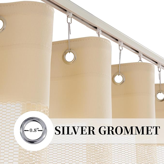 12ft Wide x 8ft Tall Hospital Curtains with Grommet for Hospital Medical Clinic SPA Lab Curtain Room Divider Privacy Screen (Beige, 1 Panel)