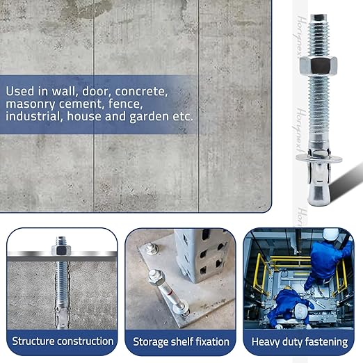 1/2" x 4-1/4" Wedge Anchor, for Cement and Concrete only, zinc-Plated Carbon Steel Screws and lag Bolts （20pcs