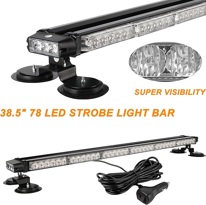 ASPL 38.5" 78 LED Strobe Light Bar Double Side Flashing High Intensity Emergency Warning Flash Strobe Light with Magnetic Base for Safety Construction Vehicles Tow Trucks Pickup (Amber/Green)