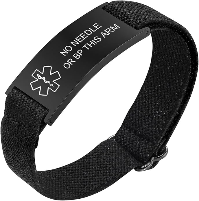 VNOX Medical Alert Bracelets for Men & Women Kids with Free Engraving Adjustable Stainless Steel Mesh Emergency Medical ID Bracelets Wristband