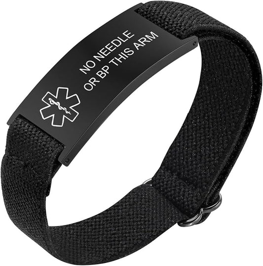 VNOX Medical Alert Bracelets for Men & Women Kids with Free Engraving Adjustable Stainless Steel Mesh Emergency Medical ID Bracelets Wristband