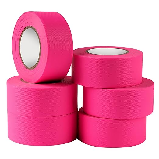 GEYYANG Fluorescent Pink Flagging Tape,3.35 Mil Thick,1-3/16" x 98ft, 6 Rolls - NO Adhesive - Survey and Mark Boundaries, Trees and Hazardous Areas - Weatherproof and Fade-Resistant