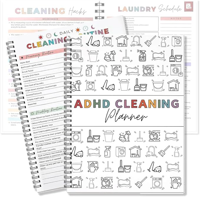 8.5x11 Inch Adhd Cleaning Planner, Daily Cleaning Schedule & Checklist, Cleaning Planner For Adults Women