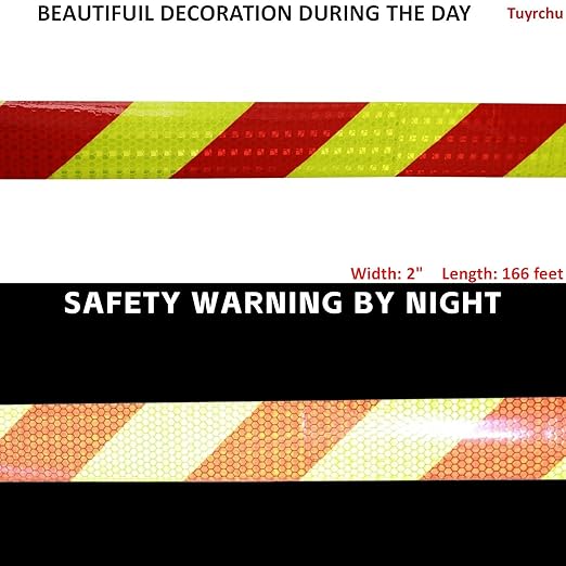 Industrial Reflective Tape 2 inch Wide for Cars, Outdoor Waterproof High Visibility Safety Warning Adhesive Strips (166 feet)