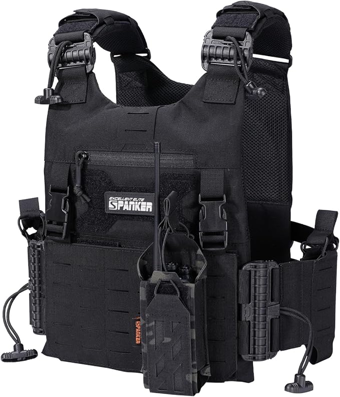 EXCELLENT ELITE SPANKER Tactical Universal Radio Holster Holder Molle Radio Pouch Adjustable for Duty Belt,Vest for Two Ways Walkie Talkie