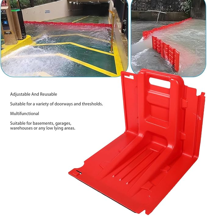 Flood Protection Barrier, ABS L Type Flood Control Box Wall Removable Combination Water Barrier for Garage Basement, Reusable Emergency Flooding Box Wall