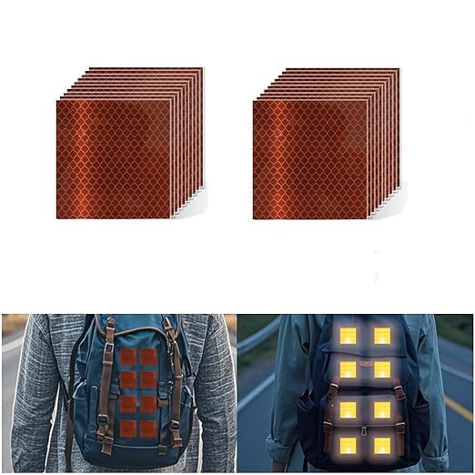 Non Fading Brown Reflective Stickers 2 inch X 2 inch, Outdoor Waterproof High Visibility Warning Safety Adhesive Reflector Tape (20 Pcs)