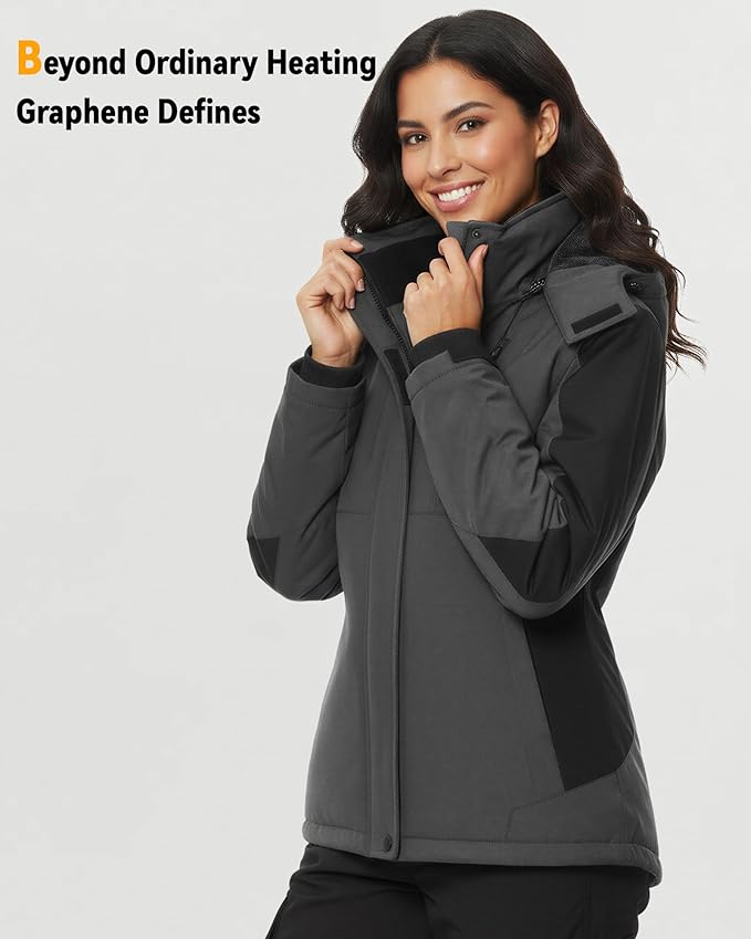 Wulcea Graphene Heated Jacket For Women 12V 18400mAh Fast Charge With Large Capacity