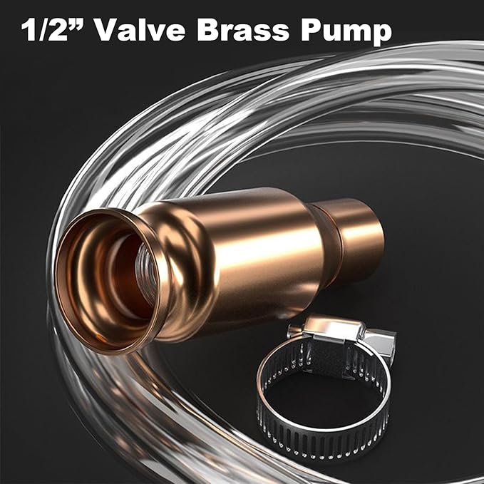 6FT Siphon Hose 1/2" Brass Valve - Fuel Transfer Hand Fuel Shaker Pump for Gasoline, Oil, Diesel, Liquid - High Flow 3.5 GPM for Fuel Transfer, Farm, Emergency