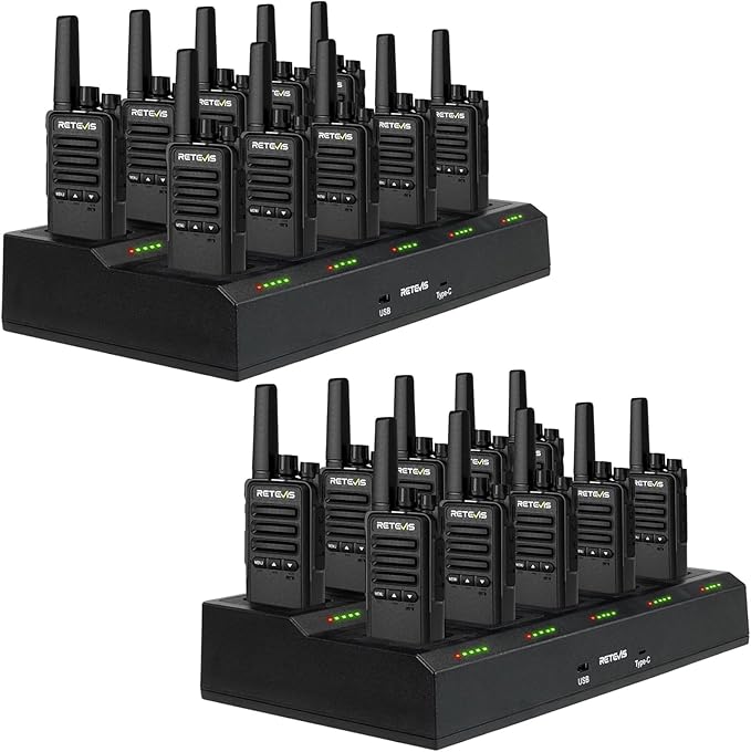Retevis RT68B Long Range Walkie Talkies for Adults, with 10 Multi Way Charger, Easier Securer Charging, Rechargeable Two Way Radios for School Industry Warehouse(20 Pack)