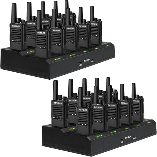 Retevis RT68B Long Range Walkie Talkies for Adults, with 10 Multi Way Charger, Easier Securer Charging, Rechargeable Two Way Radios for School Industry Warehouse(20 Pack)