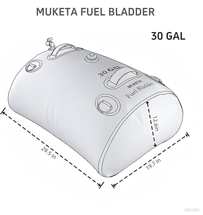 Marine Fuel Bladder for Boat Gas Diesel Fuel Emergency Tanks Auxiliary Fuel Bladder Kit for Extended Range Fishing, Yachting, Sailing, Ferrying, Cruising Trips(White, 30 Gallons)