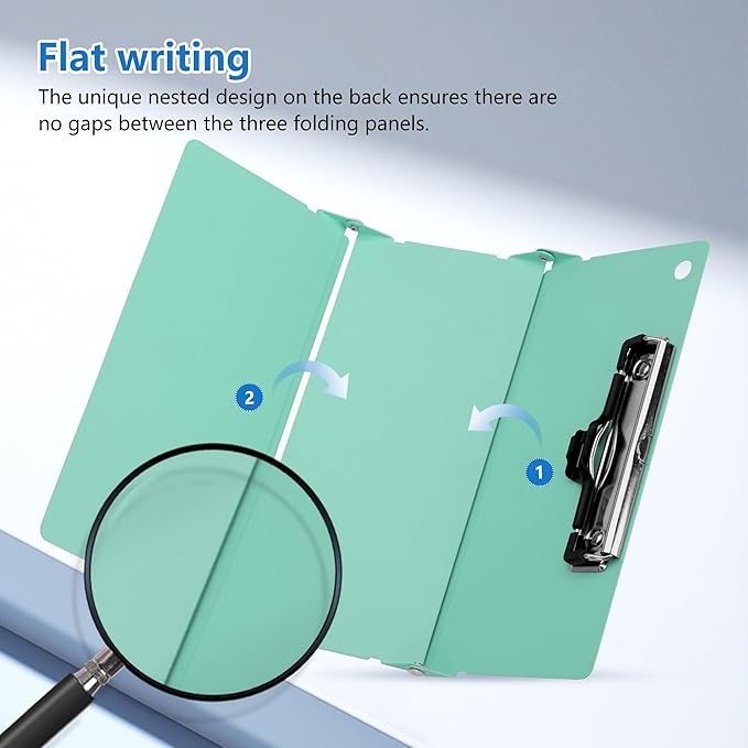 Nursing Foldable Medical Clipboard, Edition Cheat Sheets Lithium 3 Layers Foldable Clipboards Nursing Pocket Size Profile Clip Nurse Clipboards Notepad for Nurses Students and Doctors, Green
