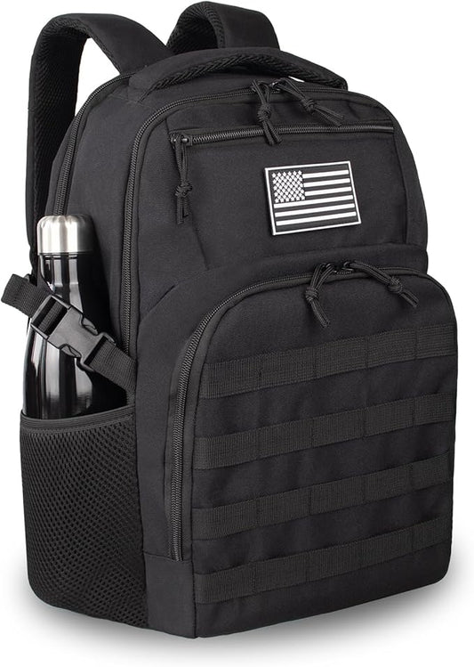 Military Tactical Backpack for Travel Hiking,Black Backpack for Men with Bottle Holder, 30L Small Laptop Backpack for Work, Men's Assault Bag Back Pack