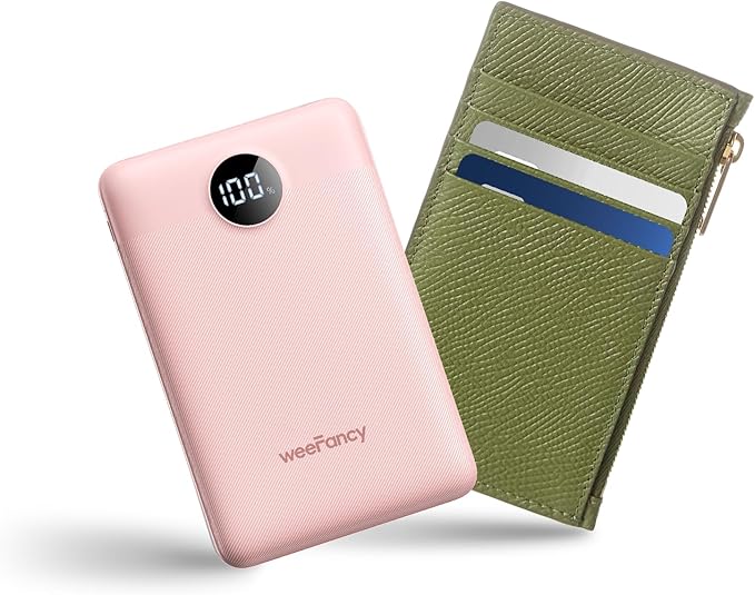 Small Portable Charger 10000mAh, Mini Power Bank with LED Display, 22.5W PD Fast Charging USB-C Battery Pack, Compact Lightweight Travel Charger Compatible with iPhone Samsung Android, Pink