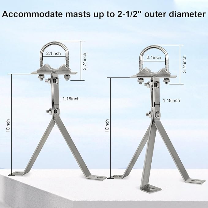 XRDS-RF Antenna Wall Mount - 10 Inch Heavy-Duty Stand Off Wall Mast Mount Windproof Mounting Bracket for TV Antenna Mast (2-Leg + 3-Leg)