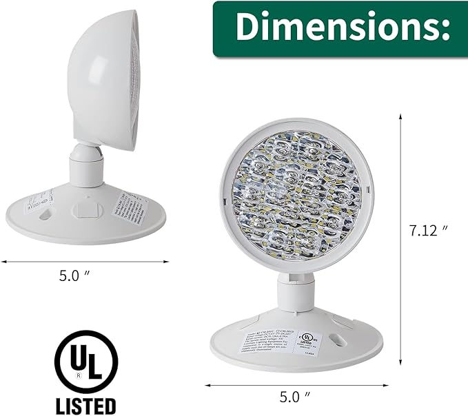 TANLUX Emergency Remote Head Lighting, 1 Pack Single Head Emergency Light, UL Listed, Multi Voltage 6V to 24 Volt Input, 3 Watts, 180 Lumen, White