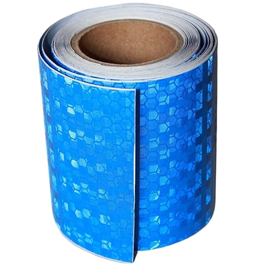 Industrial Reflective Tape Blue 3 inch Wide, Outdoor Waterproof High Visibility Safety Warning Reflector Sticker Strips (11 feet)