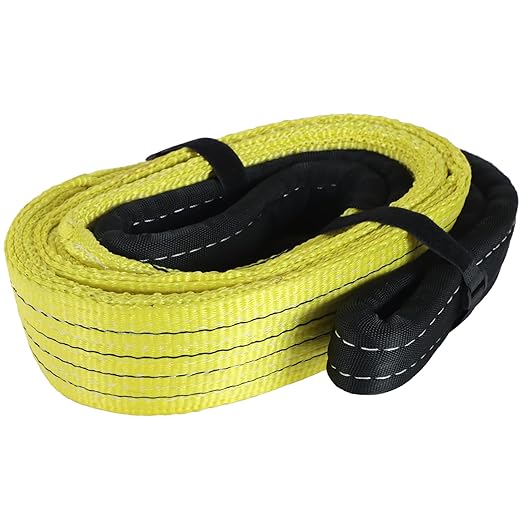 4" x12FT 2-Ply Heavy Duty Lifting Sling Straps 11200 lbs Vertical Lifting Straps with Flat Eyes, Recovery Tree Saver Strap for Winch, Truck, Towing, Hoisting - Off-Road Vehicles, Equipment