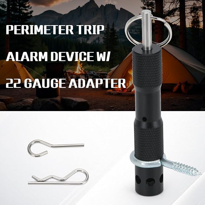 Perimeter Trip Alarm Device W/ 22 Gauge Adapter Early Warning Security System for Camping & Property Safety (Black)