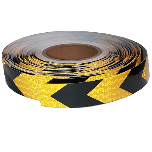 Yellow Black Reflective Tape 1 inch Wide for Trailer, Outdoor Waterproof High Visibility Safety Warning Adhesive Strips (166 feet)