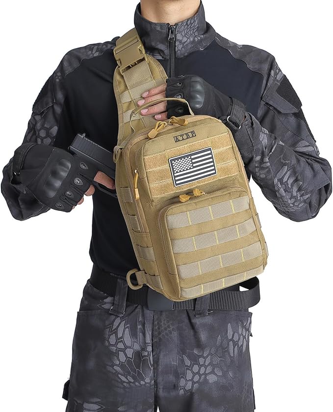 ATBP Tactical Sling Backpack With Holster Military Crossbody Bag for Men Single Shoulder Back Pack 10L