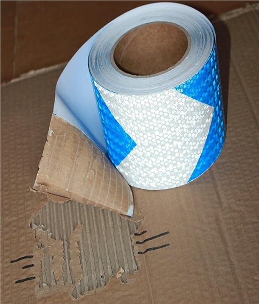 Reflective Tape Blue White 12 Inch for Cars, Safety Caution Reflector Strips, Hazard Conspicuity Warning Adhesive Stickers (68 feet)