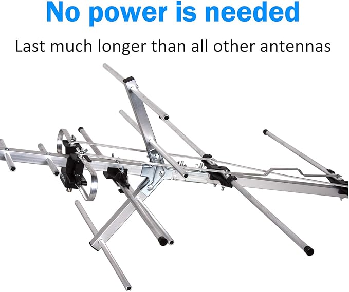 Five Star Yagi Satellite HD TV Antenna up to 200 Mile Long Range, Attic or Roof Mount Digital OTA TV Antenna for 4K Supports 4 TVs Installation Kit & Mounting Pole, Radio/FM Antenna