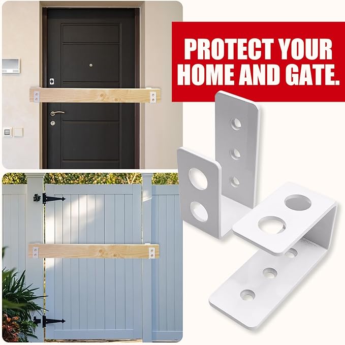 SecurityMan Heavy Duty 2x4 Door Barricade Brackets - Kick Proof Up to 700lbs, Install in Minutes -(2pc) Thick 3.5mm Iron Metal U Bracket - Gate Bar Holder for Indoor/Outdoor Door Security Brace Bar