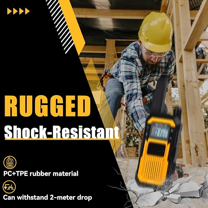 Retevis RB48 Heavy Duty Waterproof Walkie Talkies, Long Range Rechargeable Two Way Radios, Advanced Triple Proof, Vibration Reminder, for Warehousing Construction Contractor(10 Pack)
