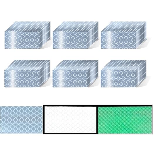 Glow in The Dark Reflective Stickers 1 inch X 2 inch for Truckskes, Warning Strong Safety Adhesive Reflective Strips (60 Pcs)