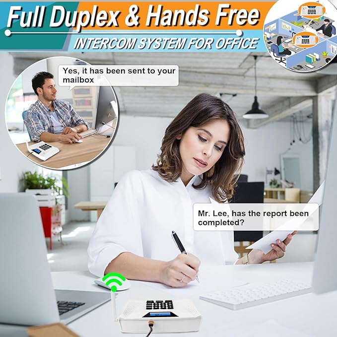 Intercoms Wireless for Home, Full Duplex Hands-Free Intercom, 5300ft Long Range Intercom System, Group Call and Auto Answer, 2 Code 9 Channel for House Office Hospital (2 Pack)