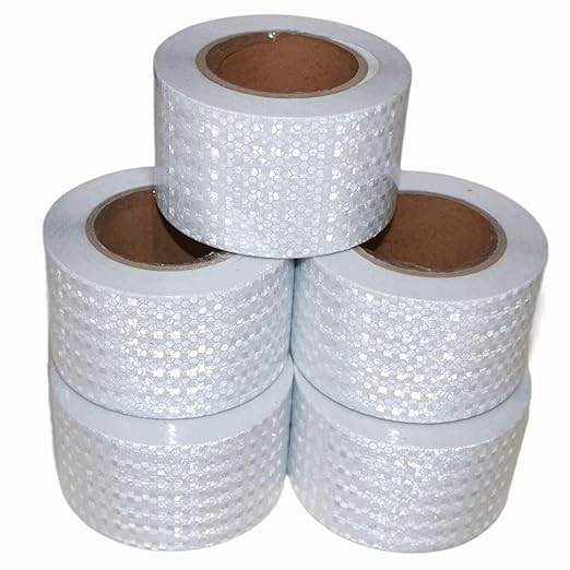 White Reflective Tape Outdoor Waterproof 3 inch Wide for Cars, High Visibility Safety Warning Adhesive Strips (66 feet, 5 Rolls)