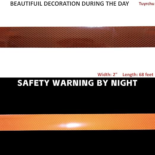 Non Fading Brown Reflective Tape Outdoor Waterproof 2 inch, High Visibility Warning Industrial Marking Tape,Safety Stickers (68 feet)