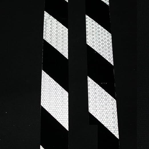 Black White Reflective Tape 2 inch X 66 feet X 10 Rolls, Outdoor Waterproof Hazard Conspicuity Warning Marking Tape