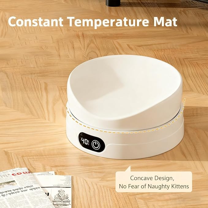 Electric Thermostatic Heated Water Bowl for Pet, Heated Cats, 4 Temperature Settings Drinking Plate for Dogs Cats and Small Animals Thermal Water, Removeable for Winter