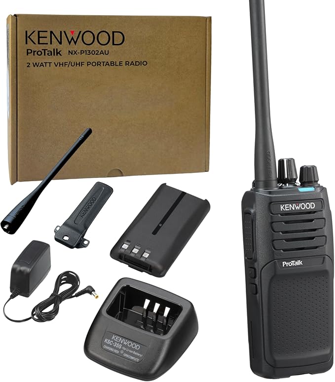 KEWOOD NX-P1302AU ProTalk 2W Business Two-Way Radio – Simple Setup, 64 Channels, Upgradeable to Digital, Long-Lasting 19.5 Hour Battery, Loud 1,000 mW Speaker, MIL-STD 810 & IP54/55 Rating