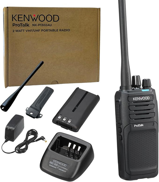 KEWOOD NX-P1302AU ProTalk 2W Business Two-Way Radio – Simple Setup, 64 Channels, Upgradeable to Digital, Long-Lasting 19.5 Hour Battery, Loud 1,000 mW Speaker, MIL-STD 810 & IP54/55 Rating