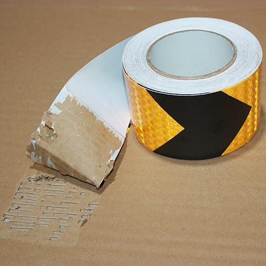 Yellow and Black Reflective Tape 3 inch X 168 feet, Outdoor Waterproof Hazard Conspicuity Warning Industrial Marking Tape