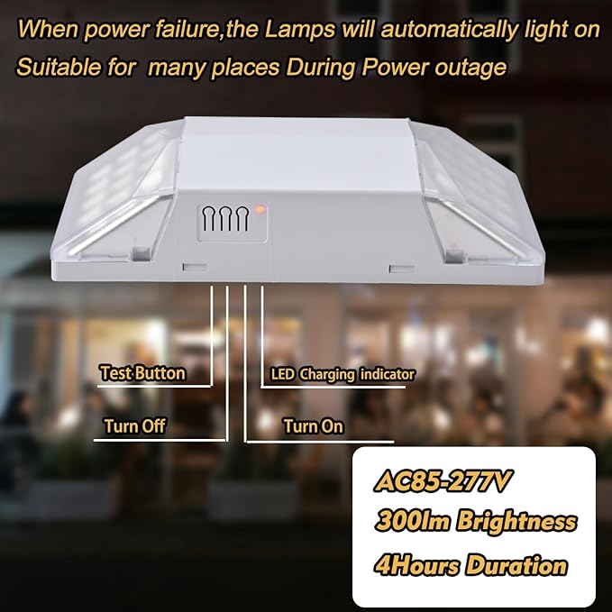 Plug Emergency Lights for Business Home Power Failure Outage 4Hours 300lm LED Exit Lighting Fixtures with Battery Backup AC85-277V