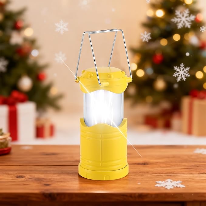 Lichamp 4 Pack LED Camping Lanterns, Collapsible Flameless Candles Tea Lights, Portable Battery Powered Camping Lights Emergency Supplies Kit, Yellow