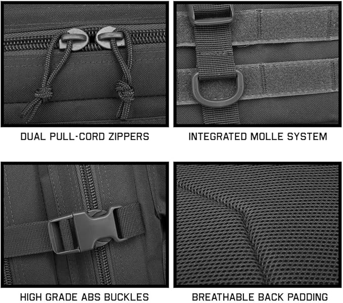 XGear Tactical Military Tactical Backpack – Large Army Assault 3 Day Molle Bug Out Bag Hiking Trekking Rucksack Backpack (Black)