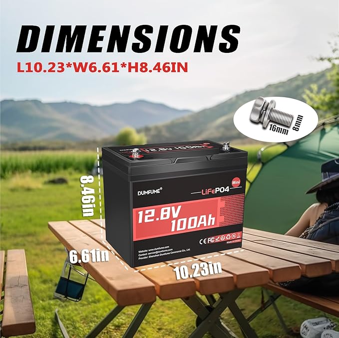 2 Pack 12V 100Ah Mini LiFePO4 Battery, Built-in 100A BMS,1280Wh Deep Cycle Rechargeable Lithium Battery 6000+ Cycles 10-Year Lifespan for RV, Solar, Off-Grid and Home Energy Storage