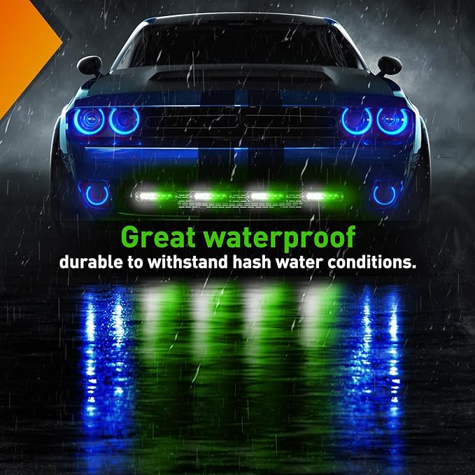 Nilight 4PCS 6LED Green White Emergency Strobe lights 12V 24V Surface Mount Flashing Warning Hazard Light Ultra Slim Sync Feature Grille for Cars Trucks Van Off Road Vehicles SUV