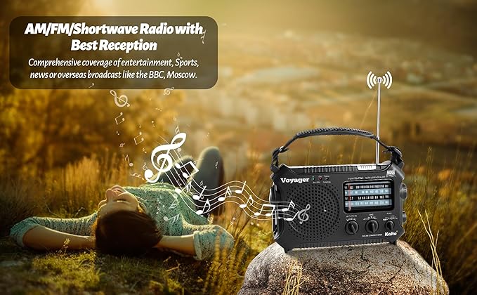 Kaito KA500 5-way Powered Emergency AM/FM/SW NOAA Weather Alert Radio with Solar,Dynamo Crank,Flashlight and Reading Lamp, Color Black