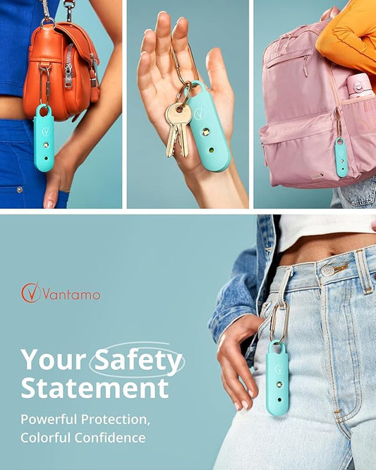 Vantamo Personal Alarm for Self Defense with Low Battery Notice, Strobe Light & Extra Loud 130 dB Double Speakers Safety Keychain Set for Women, Rechargeable Panic Button for Womens Self Defense