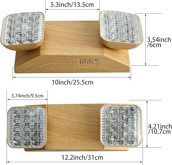 Plug in Emergency Lights for Business Home Power Failure 4Hours 300lm LED Rechargeable Light Fixtures with Battery Backup, AC85-277V -Wood