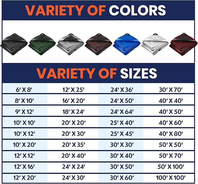 Tarpco Safety Extra Heavy Duty 14 Mil Tarp Cover, Waterproof, UV Resistant, Rip and Tear Proof, Poly Tarpaulin with Reinforced Edges for Roof, Camping, Patio, Pool, Boat (Maroon/Black 18′ X 24′)